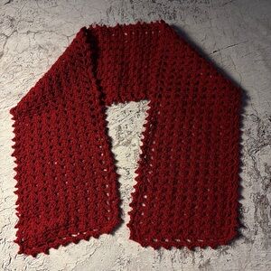 New Red Handmade Crochet Women’s Scarf, 42” x 7.5”